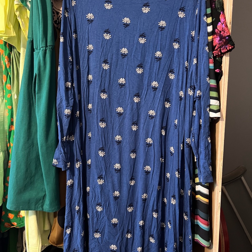 Old Navy Blue Long Sleeve Jersey Dress